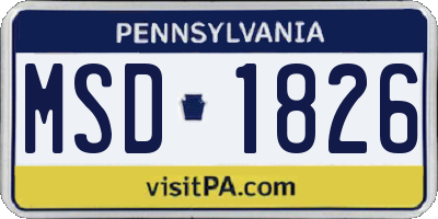 PA license plate MSD1826
