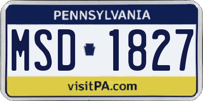 PA license plate MSD1827