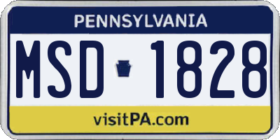 PA license plate MSD1828