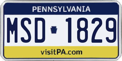 PA license plate MSD1829