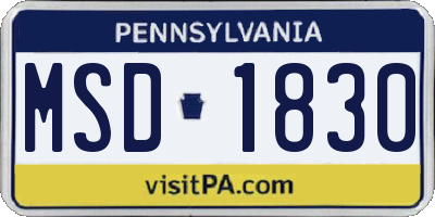 PA license plate MSD1830