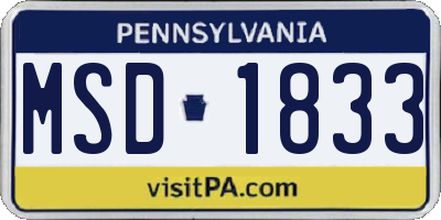 PA license plate MSD1833
