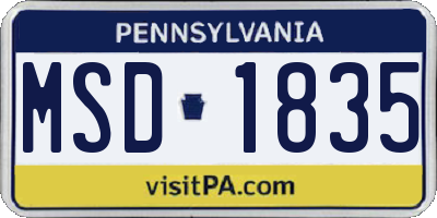 PA license plate MSD1835
