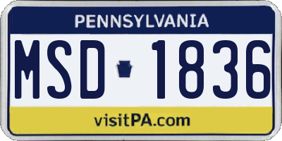PA license plate MSD1836