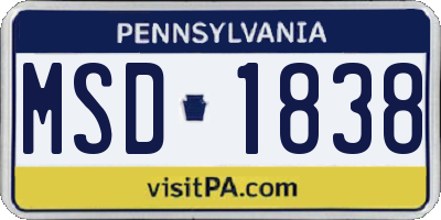 PA license plate MSD1838