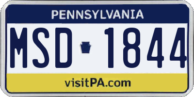 PA license plate MSD1844