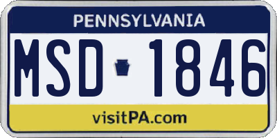 PA license plate MSD1846