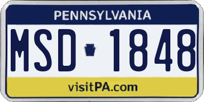 PA license plate MSD1848
