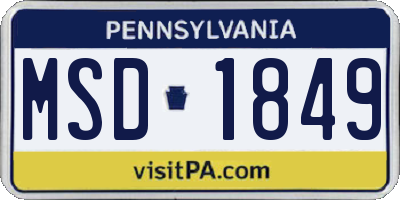 PA license plate MSD1849