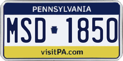 PA license plate MSD1850