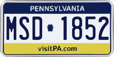 PA license plate MSD1852