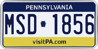 PA license plate MSD1856