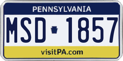 PA license plate MSD1857