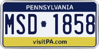 PA license plate MSD1858