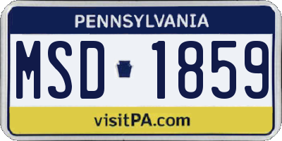 PA license plate MSD1859