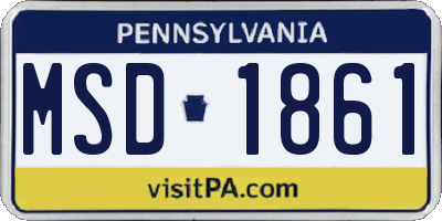 PA license plate MSD1861