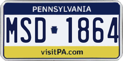 PA license plate MSD1864