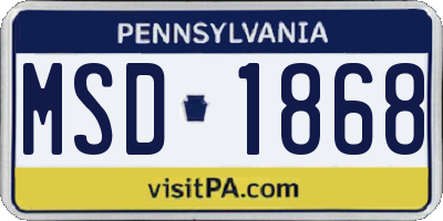 PA license plate MSD1868