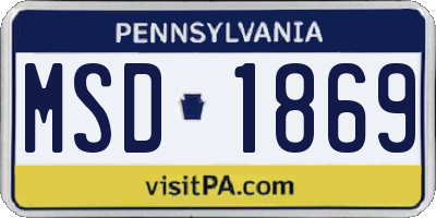 PA license plate MSD1869