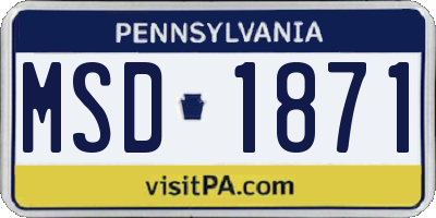 PA license plate MSD1871