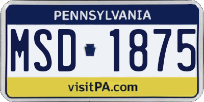 PA license plate MSD1875