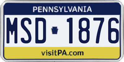 PA license plate MSD1876