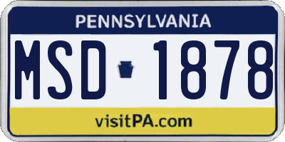 PA license plate MSD1878