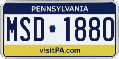 PA license plate MSD1880