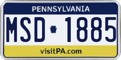 PA license plate MSD1885