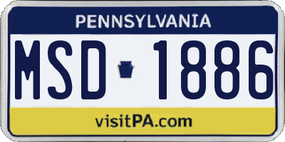 PA license plate MSD1886