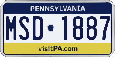 PA license plate MSD1887