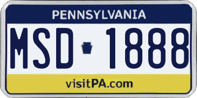 PA license plate MSD1888