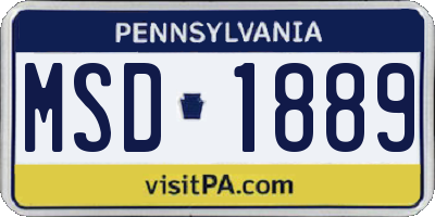 PA license plate MSD1889