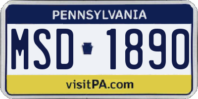 PA license plate MSD1890