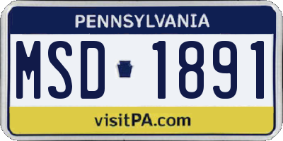 PA license plate MSD1891