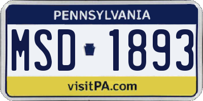 PA license plate MSD1893