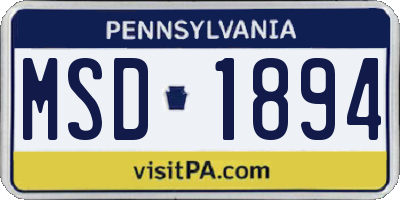 PA license plate MSD1894