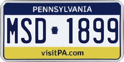 PA license plate MSD1899