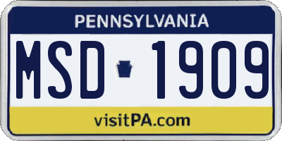 PA license plate MSD1909