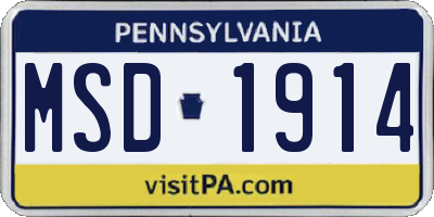 PA license plate MSD1914