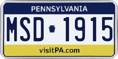 PA license plate MSD1915