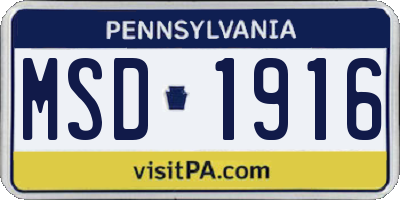 PA license plate MSD1916