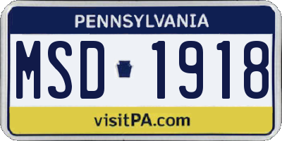 PA license plate MSD1918