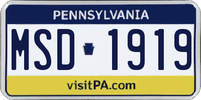 PA license plate MSD1919
