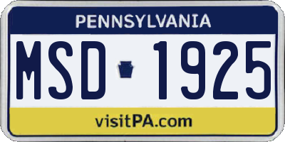 PA license plate MSD1925