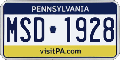 PA license plate MSD1928