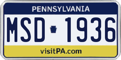 PA license plate MSD1936