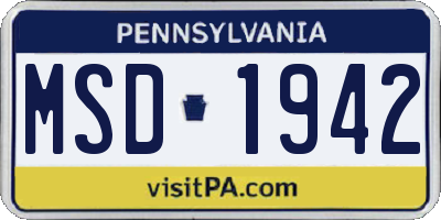 PA license plate MSD1942