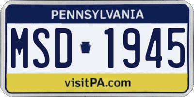 PA license plate MSD1945