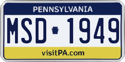 PA license plate MSD1949